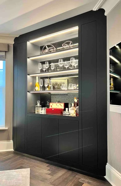 Picture of a bespoke home bar built in Oxshott, Surrey